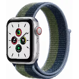 Смарт-часы Apple Watch SE GPS 44 мм, серебристый/зеленый